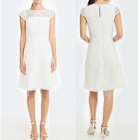 J. Crew Dresses & Skirts - J CREW White Eyelet Lace Fit & Flare Dress 2 S